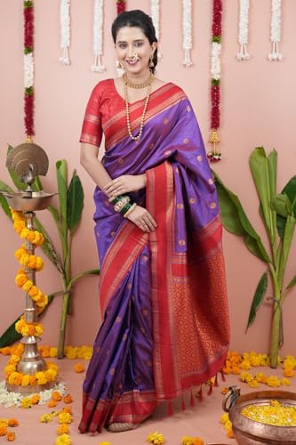 Image of SGF11 Women's Kanjivaram Pure Soft Silk Saree With Unstitched Blouse Piece