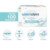 WaterWipes Chusteczki na Wyjazdy, 100 szt. (10 opak.), 99.9% Wody, Idealne w Podróży, Do Twarzy i Ciała