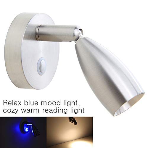12V Reading Lamp RV Boat LED Bedside Lamp Camper Trailer Motorhome Interior Lighting Spotlight, Machined Aluminum Brushed Nickel (LED Light with USB)