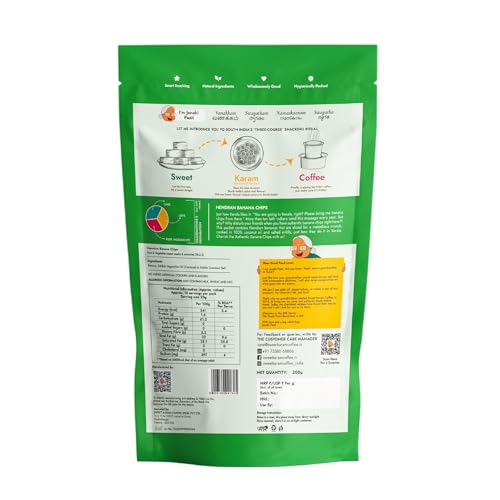 Image of Sweet Karam Coffee Nendran Banana Chips - 200 grams | Made with 100% Coconut Oil | No Preservatives | Kerala Special Crispy, Thin Sliced Yellow Plantain Wafers | Healthy Tea Time Snack (Pack of 3)