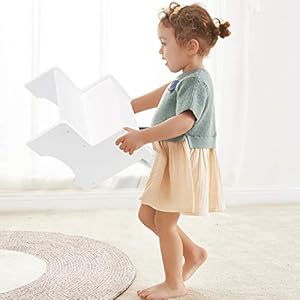 WOOD CITY Wooden Toddler Step Stool for Kids, White Two Step Children's Potty Stool with Handles, Bonus Non-Slip Pads for Safety, Bathroom & Kitchen, Dual Height WOOD CITY Wooden Toddler Step Stool for Kids White Two Step Childrens Potty Stool with Handles Bonus Non Slip Pads for Safety Bathroom Kitchen Dual Height