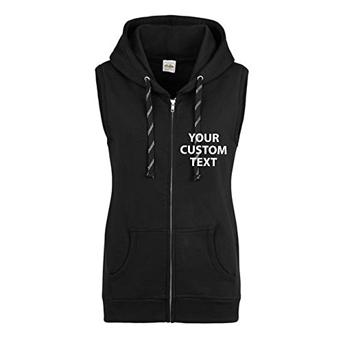 Image of Star and Stripes Custom Jet-Black Personalised Girlie Sleeveless Zoodie, Kids Custom Girlie Sleeveless Zoodie 2XSmall Years JH057F Plus Gift Box