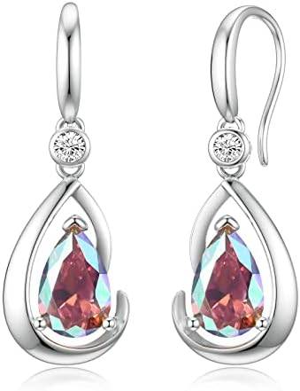 SEVENWELL Women's Teardrop Earrings 925 Sterling Silver Dangle Earrings Multicolor with Box