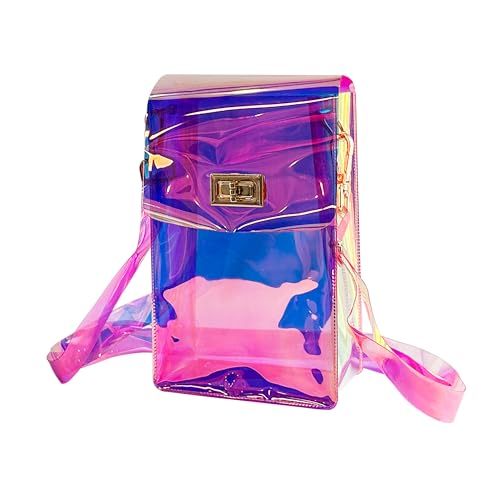 Image of Holographic Clear Bag Stadium Approved - Iridescent Jelly Crossbody PVC Purse with Strap for Women | Holographic