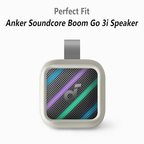 Image of Geiomoo Silicone Cover for Anker Soundcore Boom Go 3i Case, Soft Flexible Scratch Resistant Protective with Carabiner (Gray)