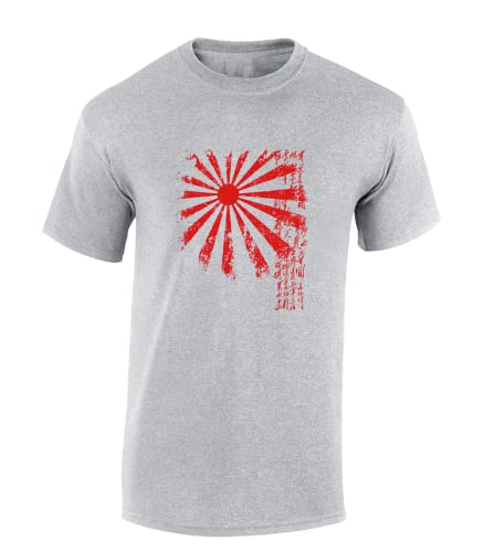 Image of Crown Designs Japan Rising Sun Cool Premium Quality Regular Fit T-Shirt Top for Men and Teens - Grey / 5XL