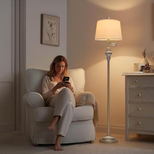 Image of Vintage Floor Lamp with 350 Adjustable Swing Arm 61 inch Lamps for Living Room