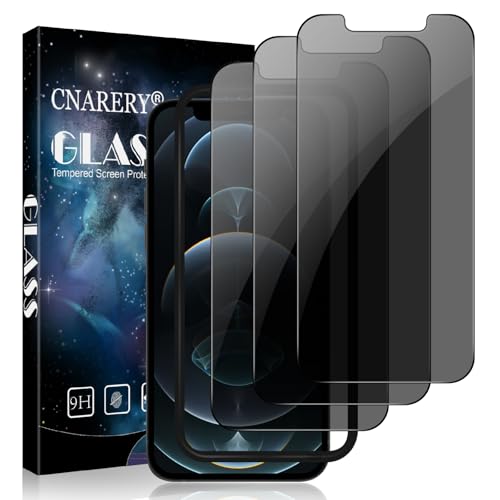 Cnarery 3 Pack for iPhone 12 Pro Max Privacy Screen Protector Anti-Scratch Anti Spy Case-Friendly 9H Hardness Full Coverage Tempered Glass Film With Installation Frame 6.7 Inch