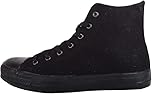 Mens Slip On Lace Up High Top Canvas Summer Trainers Pumps Sneakers Men Casual Comfy Shoes 6-11 (All Black, UK Footwear Size System, Adult, Men, Numeric, Medium, 9)