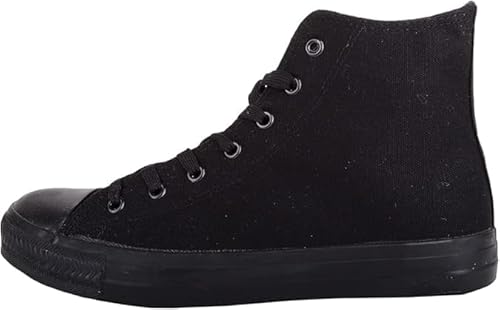 Mens Slip On Lace Up High Top Canvas Summer Trainers Pumps Sneakers Men Casual Comfy Shoes 6-11 (All Black, UK Footwear Size System, Adult, Women, Numeric, Medium, 7)