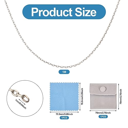 Craftdady Correntes de prata esterlina 925 1 x 0,5 mm correntes de cabo não soldadas Corrente longa