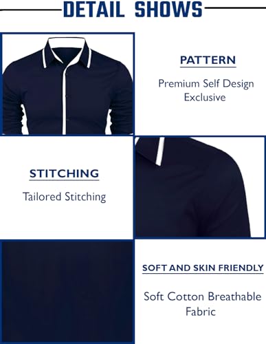 Image of Zombom Combo of Men's Cotton Blend Solid Regular Fit Casual Full Sleeves Shirts (Pack of 3)