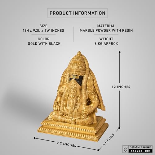 Image of SILAII Pillayarpatti Karpaga Vinayagar Idol - Sacred Wish-Granting Ganesha Murti Showpiece & Statue for Home Decor, Pooja Room, House Warming Gifts (Gold, 1 FEET)