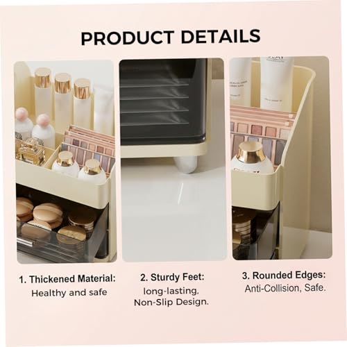 Rangement cosmétique blanc au design épuré et compartiments à 2 niveaux - 5