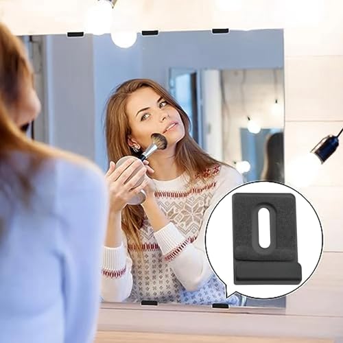 Image of Lovelysp Metal Mirror Clips Wide Channel Mirror Hanger Clip Kit Heavy Mirror Mounting Hardware Hanging Kit (Black) -6PCS