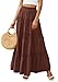 PRETTYGARDEN Women's Tiered Maxi Skirt Summer Spring Fashion 2026 High Waisted Long Flowy Casual Boho Beach Vacation Clothes (Brown,Medium)
