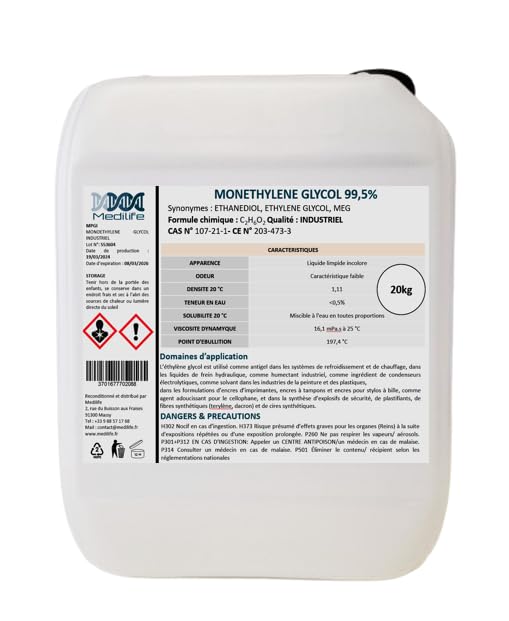 20 L MONO ÉTHYLÈNE GLYCOL, MEG -99,5% - CAS N° 107-21-1