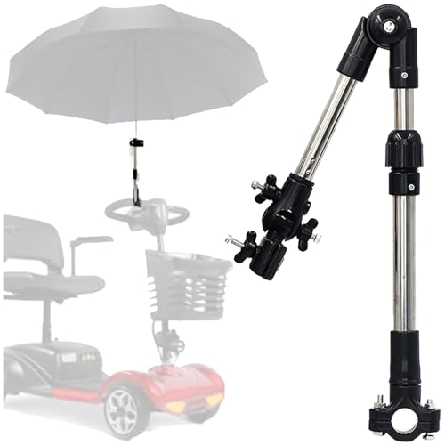 Persiiious Support de cadre de guidon, support de parasol rétractable à 360°, support de parapluie de vélo, support de parapluie, pour fauteuil roulant,...