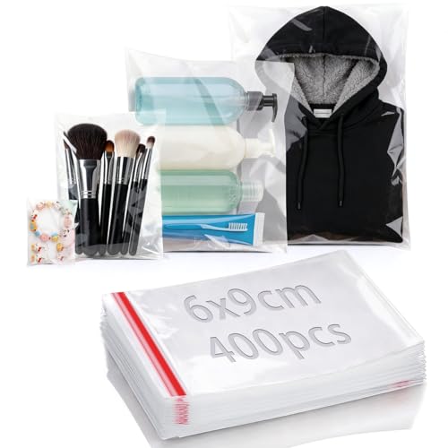 mawmuaw 400 Pièces Sachet Plastique Transparent Autocollant 6x9 cm Sachet Emballage Bonbon Biscuit Cellophane Sac Plastique Auto-adhésifs Réutilisables pour...