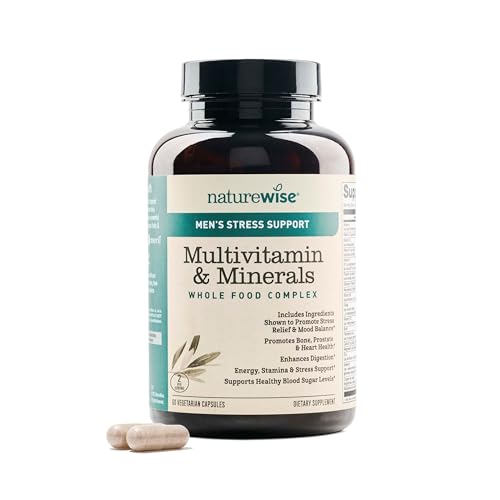 NatureWise Multivitamin for Men + Stress Support + Fulvic Ionic Minerals + Probiotics for Immunity, Male Health, Digestion + Whole Organic Foods - Vegetarian, Non-GMO - 60 Capsules[1-Month Supply] - image 1