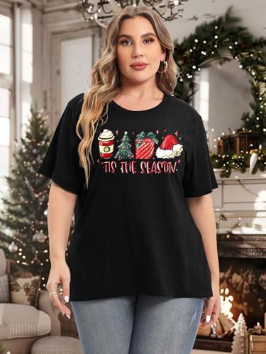 HDLTE Women Plus Size Tops Casual Short Sleeve Graphic Tee Shirts Oversized Tee Tops2