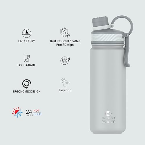 Image of Clay Craft VACBOTT Zing Double Walled 18 Hours Hot and 24 Cold Vacuum Insulated Water Bottle, 780ML Steel Bottles for Travelling|BPA-Free|BIS Certified|1Year Limited Warranty