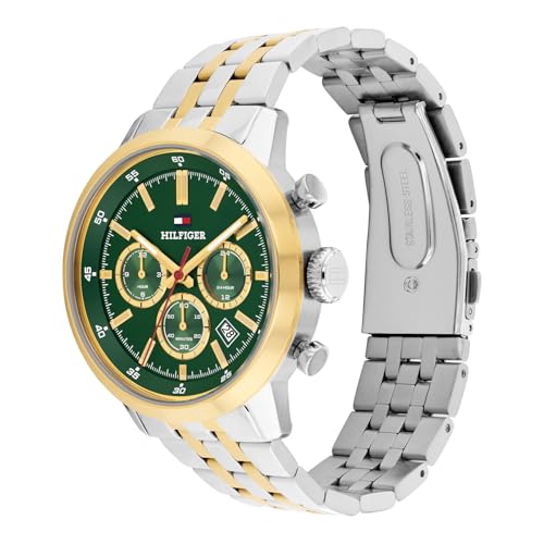 Image of Tommy Hilfiger Kent with Green Dial Gold Stainless Steel Strap Watch for Men - TH1710754