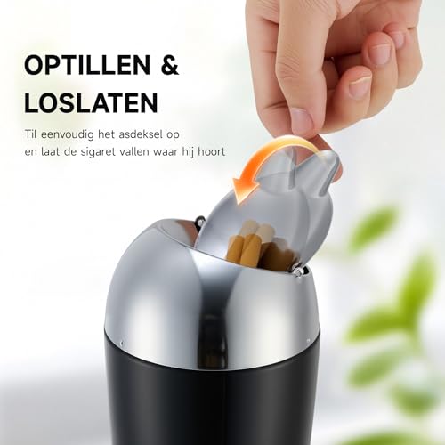 CO-Z Standaschenbecher Edelstahl Aschenbecher mit Deckel für Drinnen Höhenverstellbar Stand Aschenbecher 50,8 – 88,9 cm Standascher (Schwarz)