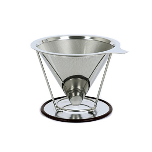 wiederverwendbarer Kaffeefilterkegelform Zweischichtiger Kaffeefilter-Korb mit Ständer 125mm