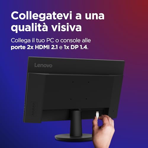 Lenovo Legion R27qe Gen 2 Gaming Monitor 27" QHD (2560x1440) IPS, 0.5ms MPRT, 200Hz, Porte 2x HDMI 2.1 e DisplayPort 1.2, Cavo DisplayPort incluso - Raven Black - Immagine 4