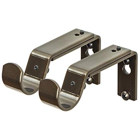 KAMANINA Adjustable Brackets for 1 or 7/8 Inch Curtain Rod, Set of 2, Bronze Cover