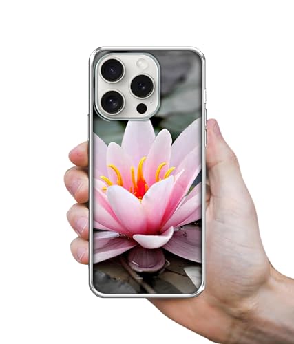 Image of Amazon Brand- Solimo Lotus Printed Silicon Soft TPU Back Case Cover Compatible for Apple iPhone 15 Pro