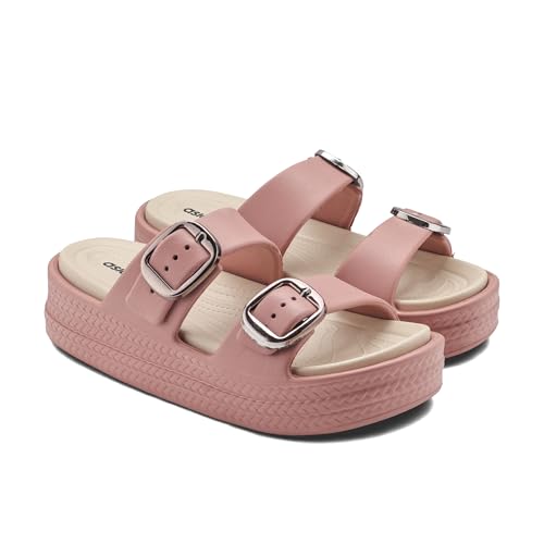 Image of ASIAN Femina-18 Women's Slippers with Elegant Double-Buckle Design, Soft Cushioned Footbed, Chunky Anti-Slip Sole, Lightweight Build, Perfect for Daily Use, Travel and Stylish Comfort