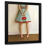 ArtDirect She Liked to Rustle Her Red Crinoline 36x45 Huge Black Modern Wood Framed Canvas Giclee Art by Hill, Janet