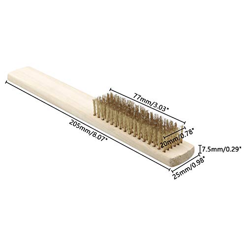 Image of 12Pcs Wire Brushes Set Heavy Duty Copper Plated Steel Wire Scratch Brush for Cleaning Rust Dust with Wood Handle (16 x 6 Lines)