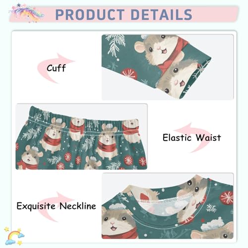Fustylead Christmas Cute Hamster Cotton Pajamas Set 2 Piece Long Sleeve Pjs Sleepwear4