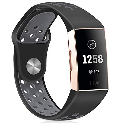Runostrich for Fitbit Charge 4/ Fitbit Charge 3 �o���h/�x���g�����p�o���h �_�炩���V���R���o���h �����\ ���F�I�� �X�|�[�c �����x���h (�u���b�N�A�b�V��)