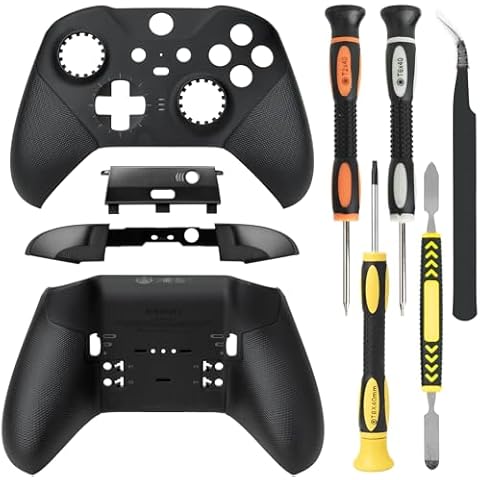 Housing Shell Faceplate Front Back Case Top Cover Bottom Case LB RB Bumper Trigger Button Middle Baffle for Xbox One Elite Series 2 Elite Series 2 Core Controller Replacement Parts(Black Cover