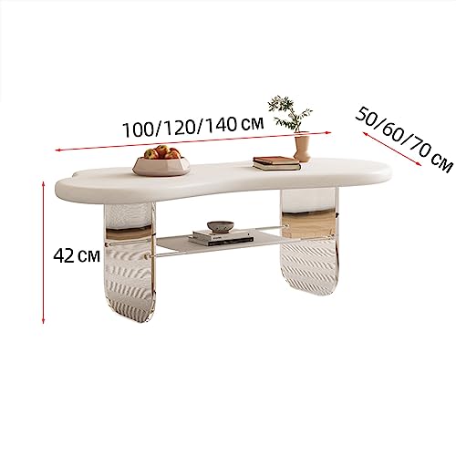 Table basse avec bureau en nuage MDF et étagère ouverte en acrylique