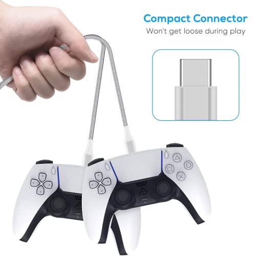 PS5-Ladekabel (2 Stück) – Nylon geflochtenes weißes PS5-Controller-Ladekabel (2 m) für Sony PlayStation 5 DualSense Controller (lange 2 m Ladegeräte) – USB-C (UK-Verkäufer) - Image 4