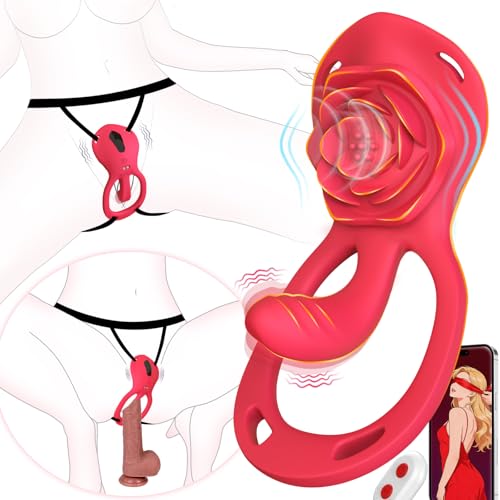 Rose Mini Wearable Vibrator with Finger Stimulator, Hands Free Vibrating Strap On Clitoral Massager, App Remote Control Adult Tools for Couples Women in Bed, ZOOPLOU Vagina Toy
