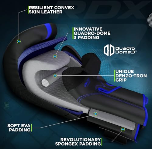 Foto von RDX Kinder Boxhandschuhe für Muay Thai Kickboxen Sparring, Maya Hide Leder Kara Junior Boxing Gloves, Sandsack Boxsack Punchinghandschuhe, Kickboxhandschuhe MMA Kampfsport Training Schwarz 6oz