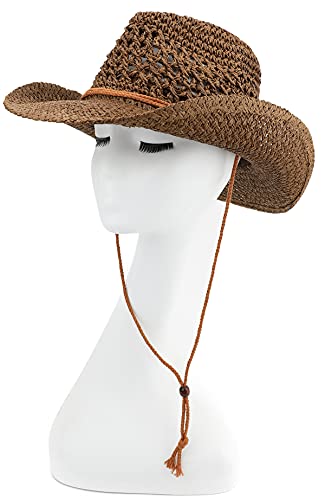 Melesh Adult Sun Straw Western Cowboy Hat (Coffee) #TOP2