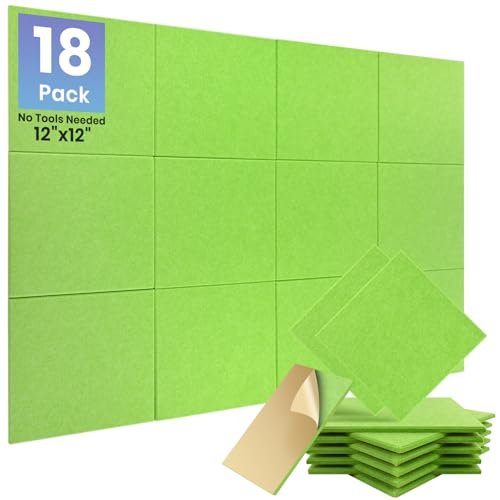 Panneaux acoustiques muraux isolant phonique Focusound plaque mousse verte 18 dalles