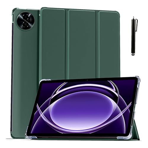Image of ProElite Case Cover for Realme Pad 2 Lite 10.95 inch Cover, Smart Flip Case Cover for Realme Pad 2 Lite 10.95 inch Translucent Back with Stylus Pen, Dark Green