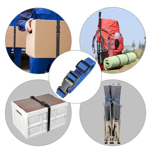 Image of Buckle Straps, Adjustable Nylon Straps, Blue 4 Pack (4'x0.75 inch) | Packing Strap Nylon Travel Belt Nylon Backpack Accessory with Buckle Clips for Suitcases, Packing, Travel, Hiking