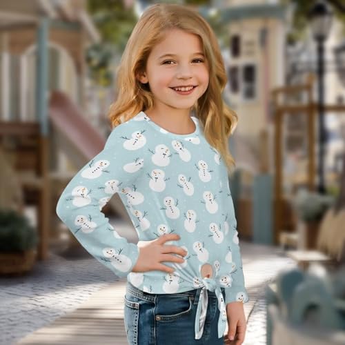 Girls Blouses with Tie Hem Casual Tops Long Sleeve Shirts Spring Dress Clothes Cozy Breathable Size 5-12 Years Old3