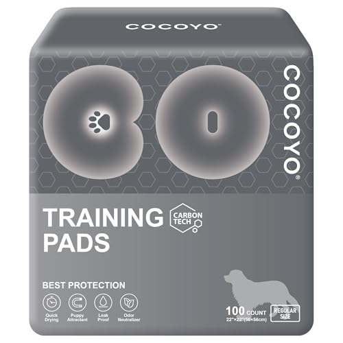 COCOYO Dog Training Pads 丨 Carbon Absorb Eliminating Urine Odor Doggie Training Pads 丨 Premium Charcoal Dog Pee Pads (100 Count, 22x22 inch),Gray