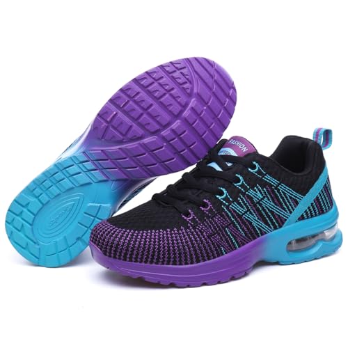Trail Running Shoes for Women Gym Workout Sneakers Athletic Walking Shoes Fashion Sneaker Black Purple Size 7