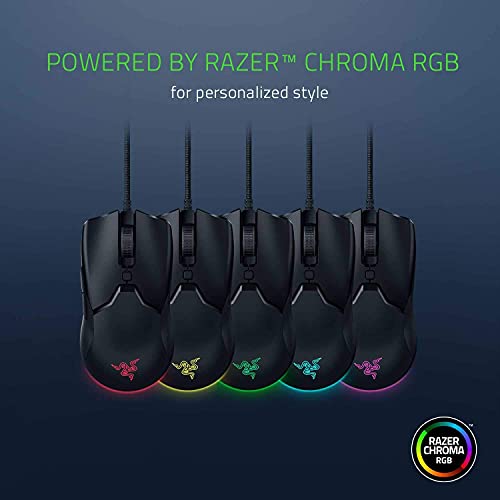 Razer Viper Mini - Mouse para jogos com fio para PC/Mac (ultraleve 61 g, ambidestro, cabo Speedflex, sensor óptico de 8.500 DPI, iluminação RGB cromada) preto glide